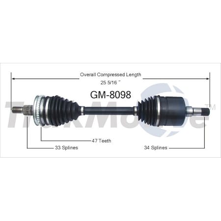 Surtrack Axle Cv Axle Shaft, Gm-8098 GM-8098